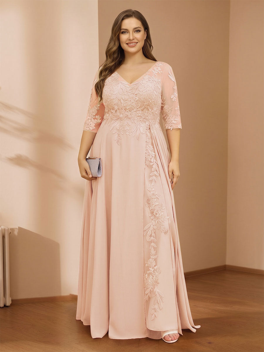 Zara June Peach front view mother of the bride dress