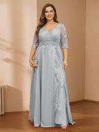 Zara June Silver front view mother of the bride dress