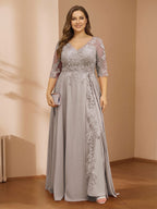 Zara June Taupe front view mother of the bride dress