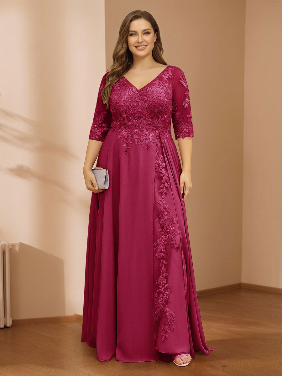 Zara June Burgundy side view mother of the bride dress