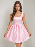 Verena rose pink front view homecoming dress