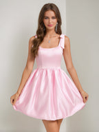Verena rose pink front view homecoming dress