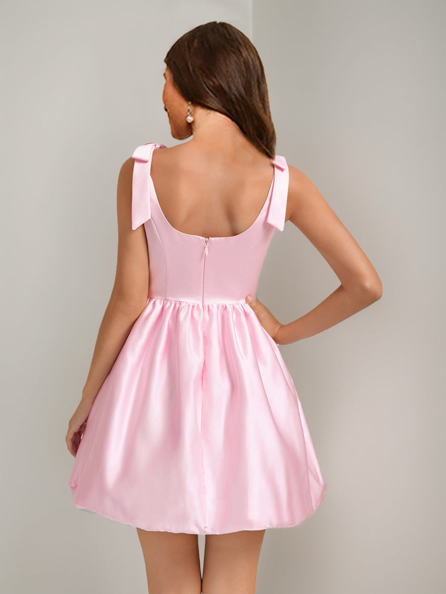 Verena rose pink back view homecoming dress