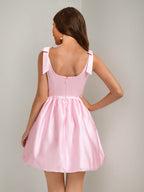 Verena rose pink back view homecoming dress