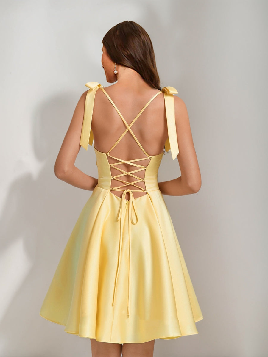 Sabella yellow back view homecoming dress