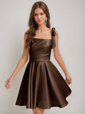 Sabella brown front view homecoming dress