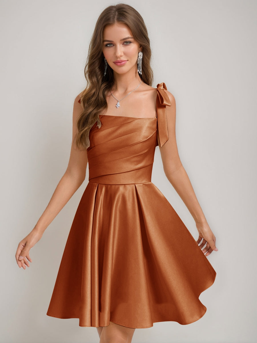 Sabella burnt orange front view homecoming dress