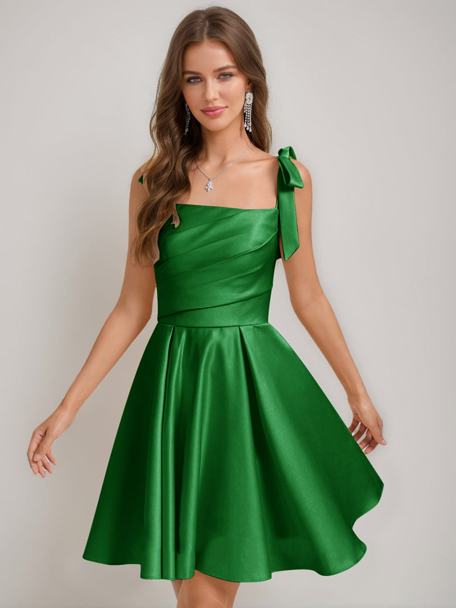 Sabella forest green front view homecoming dress