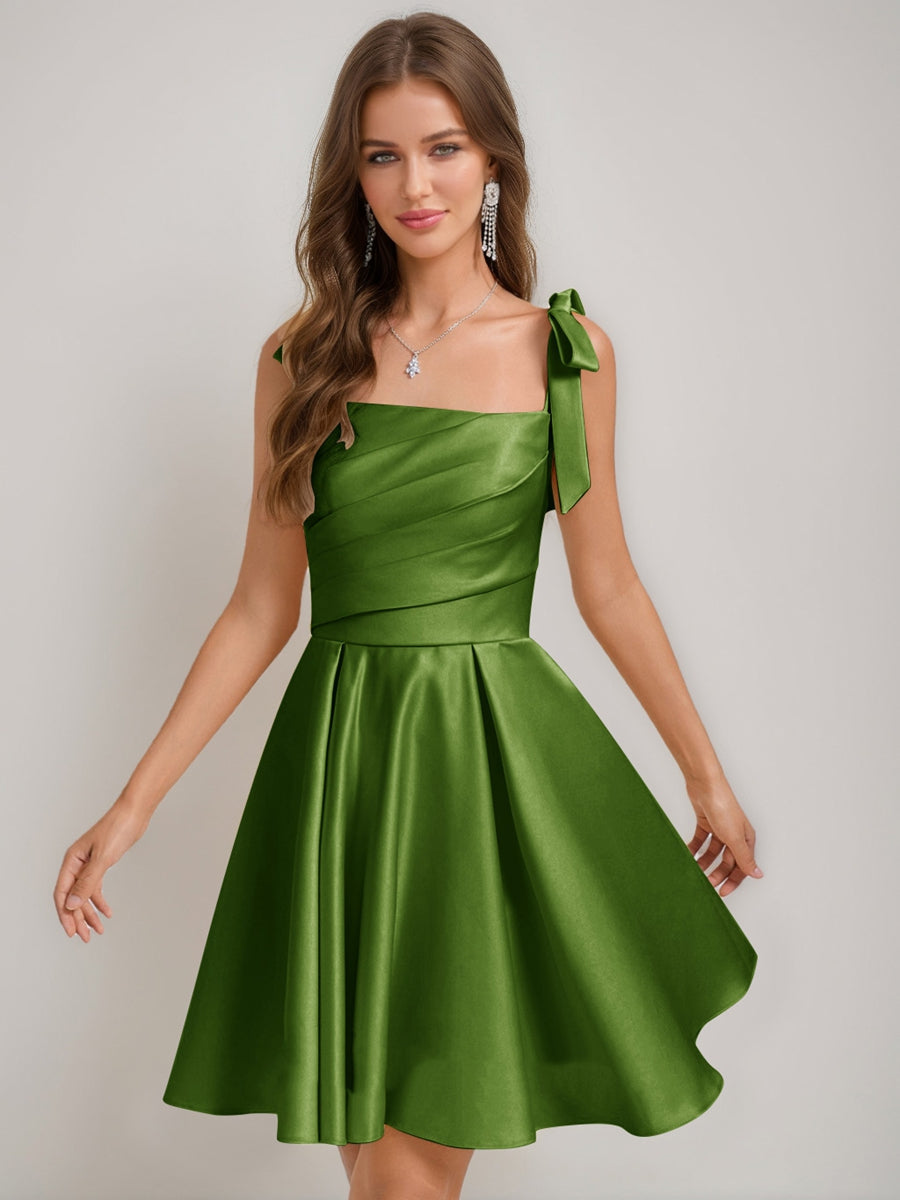 Sabella olive green front view homecoming dress