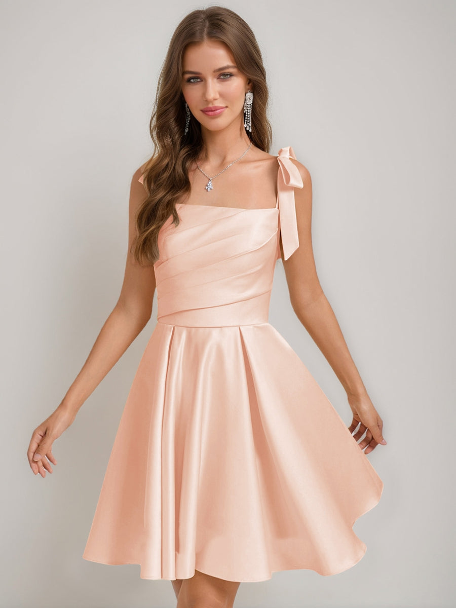Sabella peach front view homecoming dress