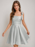 Sabella silver front view homecoming dress