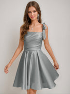 Sabella steel grey front view homecoming dress
