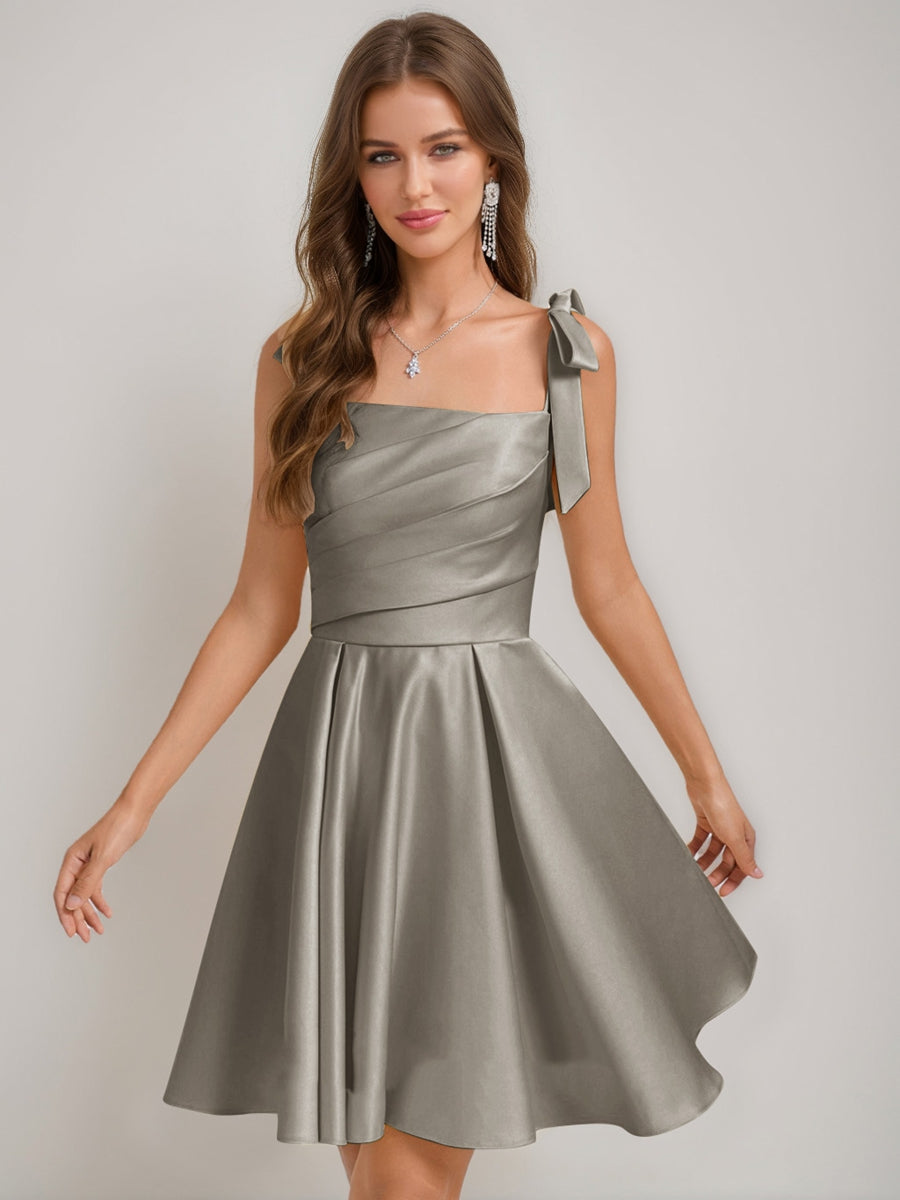 Sabella taupe front view homecoming dress