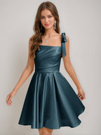 Sabella teal front view homecoming dress