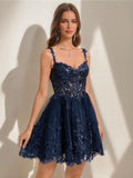 Ianthe navy blue front view homecoming dress