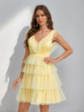 Sorelle yellow front view homecoming dress