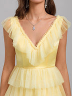 Sorelle yellow side view homecoming dress