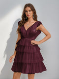 Sorelle burgundy front view homecoming dress