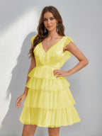 Sorelle daffodil front view homecoming dress
