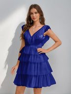 Sorelle royal blue front view homecoming dress