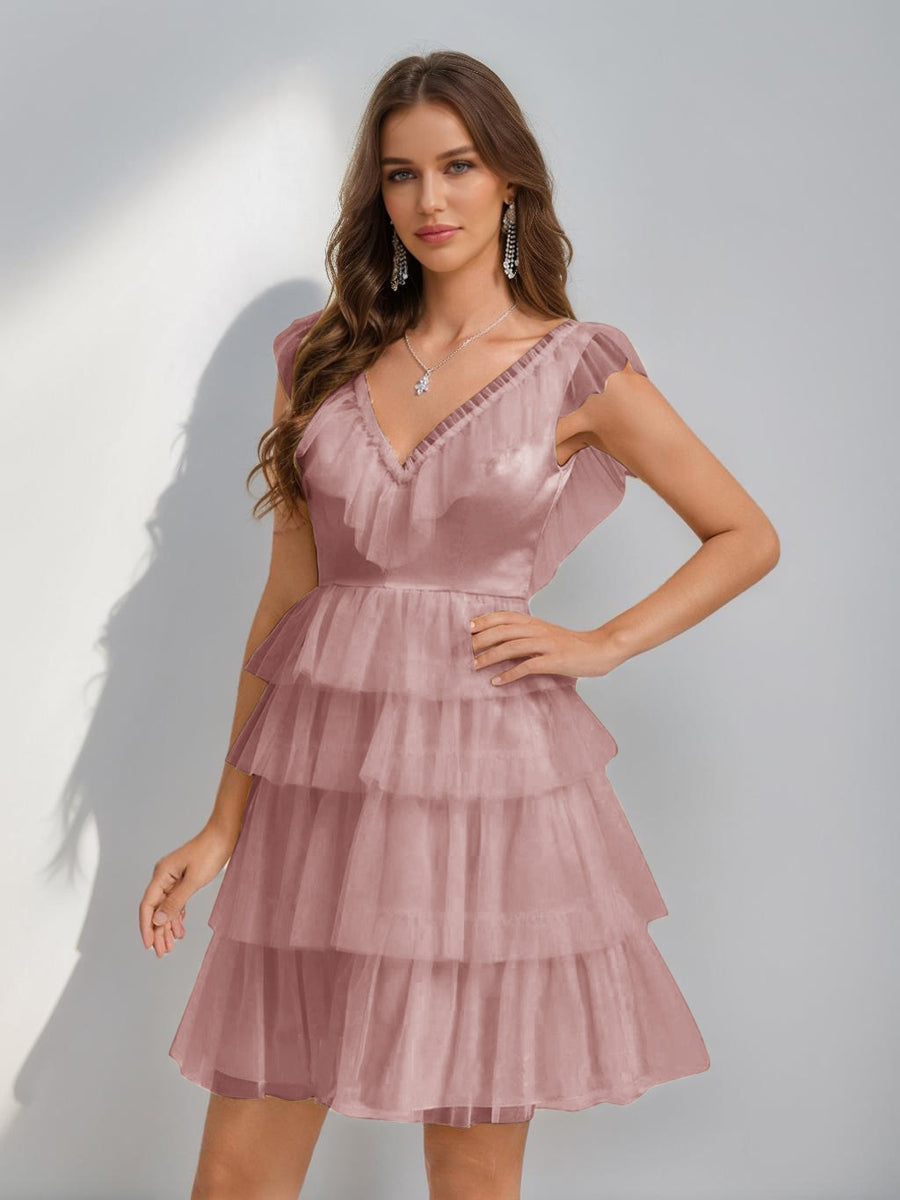 Sorelle dusty rose front view homecoming dress