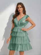 Sorelle eucalyptus front view homecoming dress