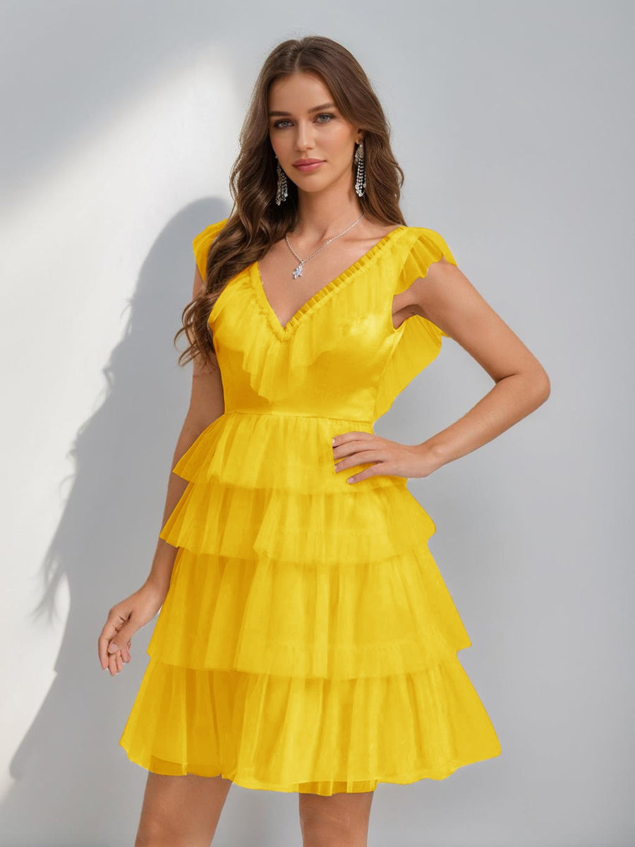 Sorelle gold front view homecoming dress