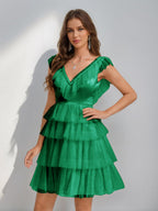 Sorelle forest green front view homecoming dress