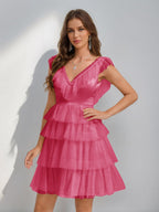 Sorelle hot pink alternate front view 2 homecoming dress