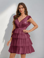 Sorelle plum front view homecoming dress