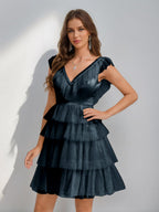 Sorelle navy blue front view homecoming dress