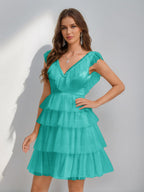 Sorelle turquoise front view homecoming dress