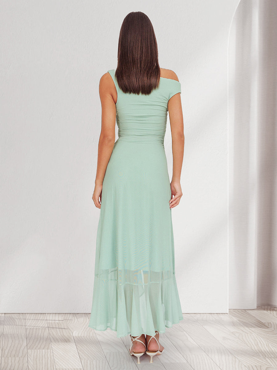 Florence Bloom Sage Green back view wedding guest dress