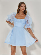 Helena sky blue front view homecoming dress