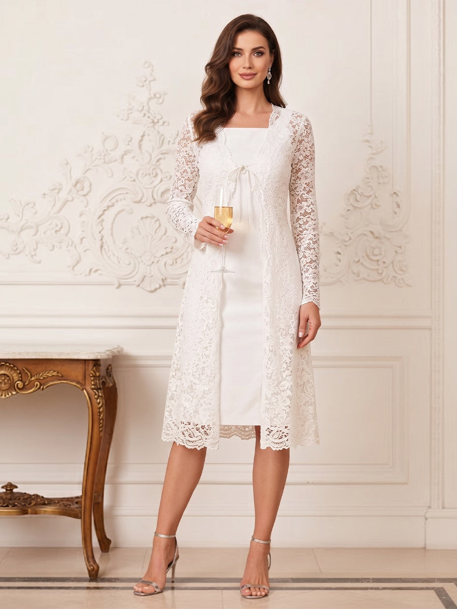 Odessa Pearl White front view mother of the bride dress