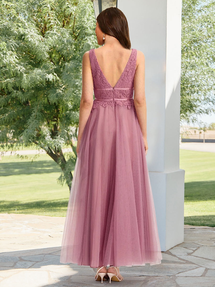 Harriet Dawn Mauve back view wedding guest dress