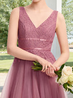 Harriet Dawn Mauve side view wedding guest dress