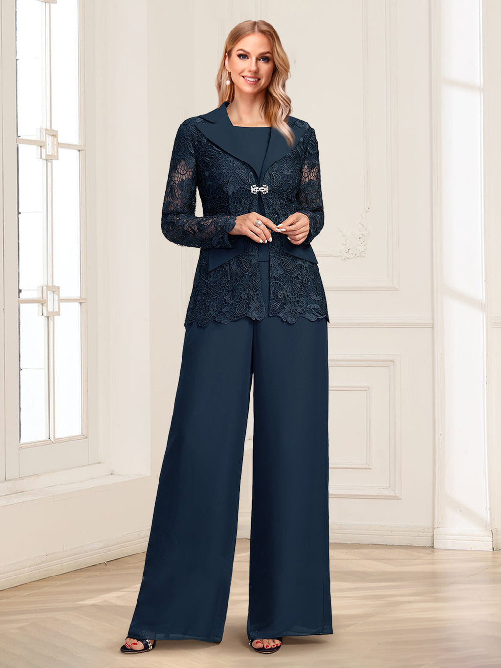 Orla June Navy Blue front view mother of the bride dress