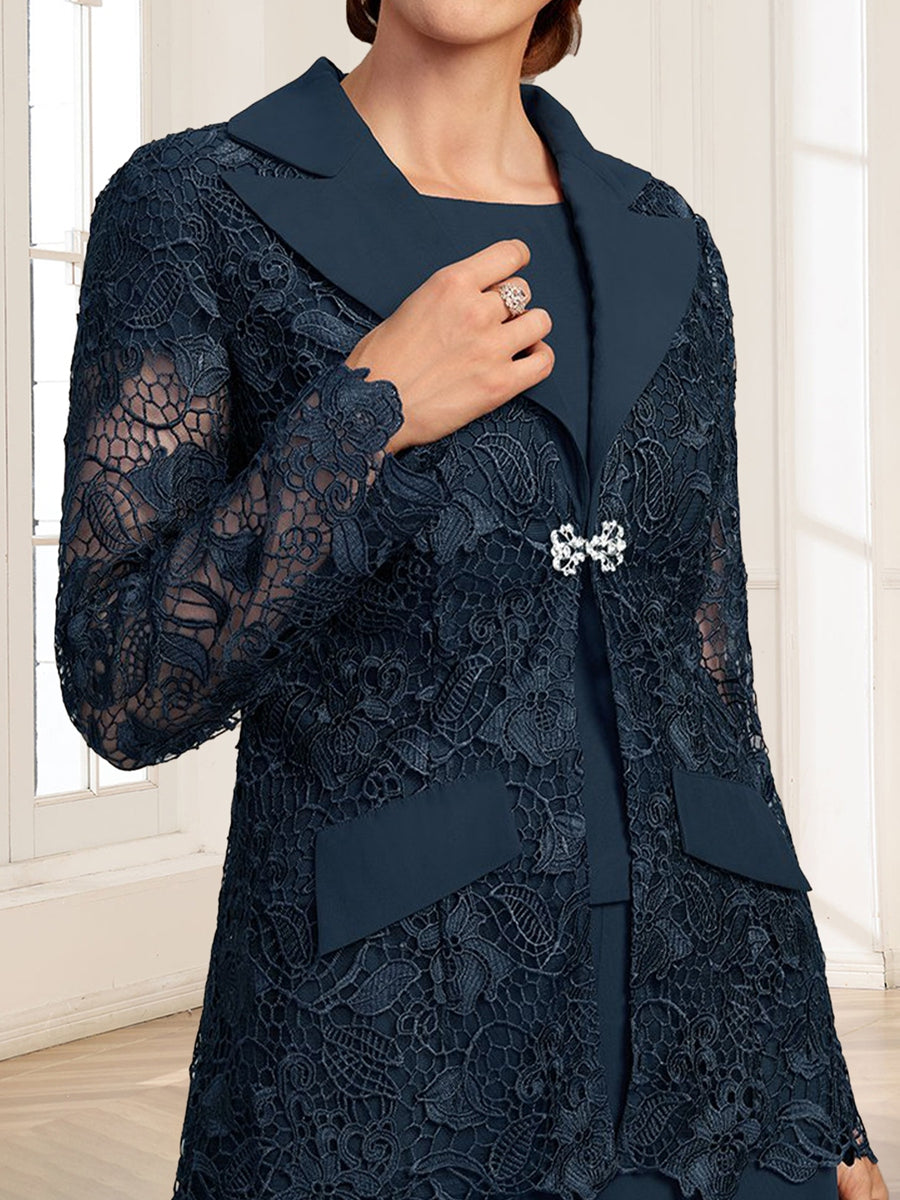 Orla June Navy Blue fabric detail mother of the bride dress