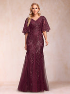 Faye Claire Cabernet front view mother of the bride dress