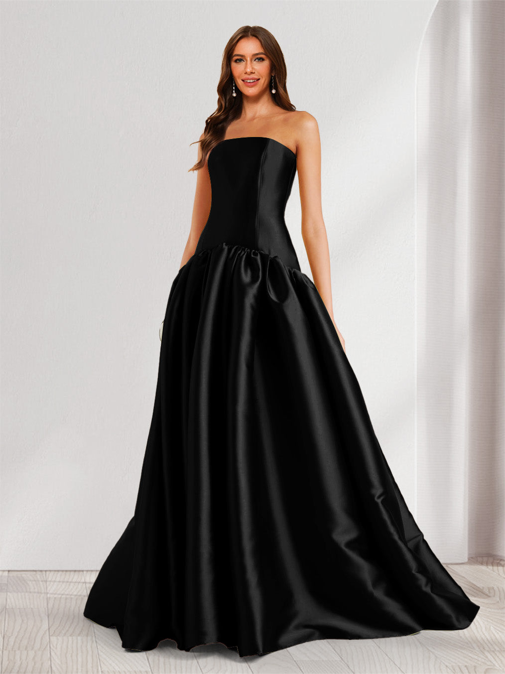 Eulalie black front view prom dress