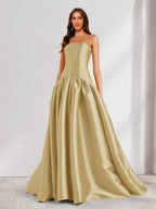 Eulalie champagne front view prom dress