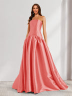 Eulalie coral front view prom dress
