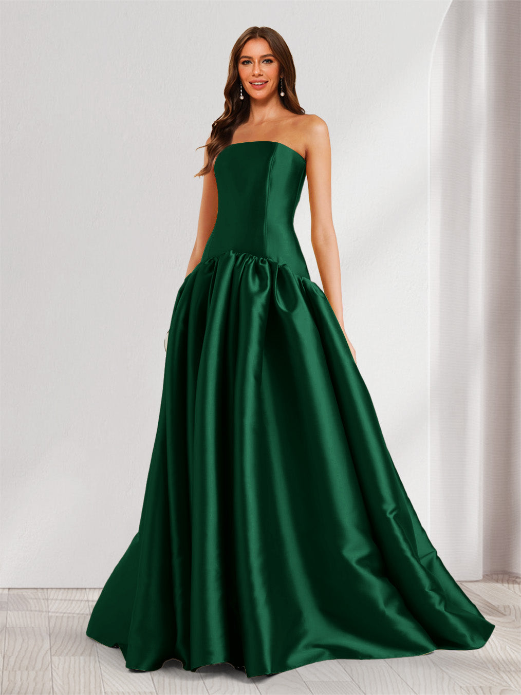 Eulalie hunter green front view prom dress