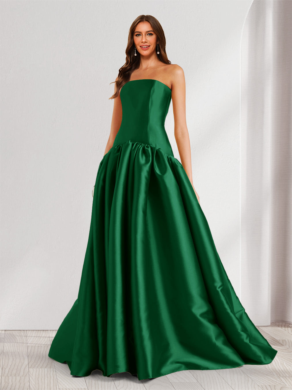 Eulalie emerald front view prom dress