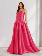 Eulalie hot pink front view prom dress