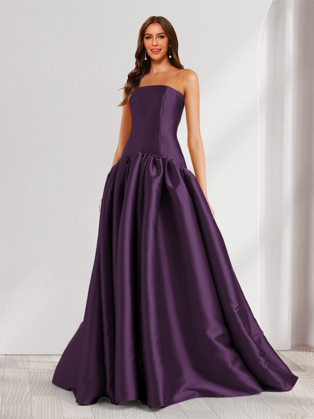 Eulalie grape front view prom dress