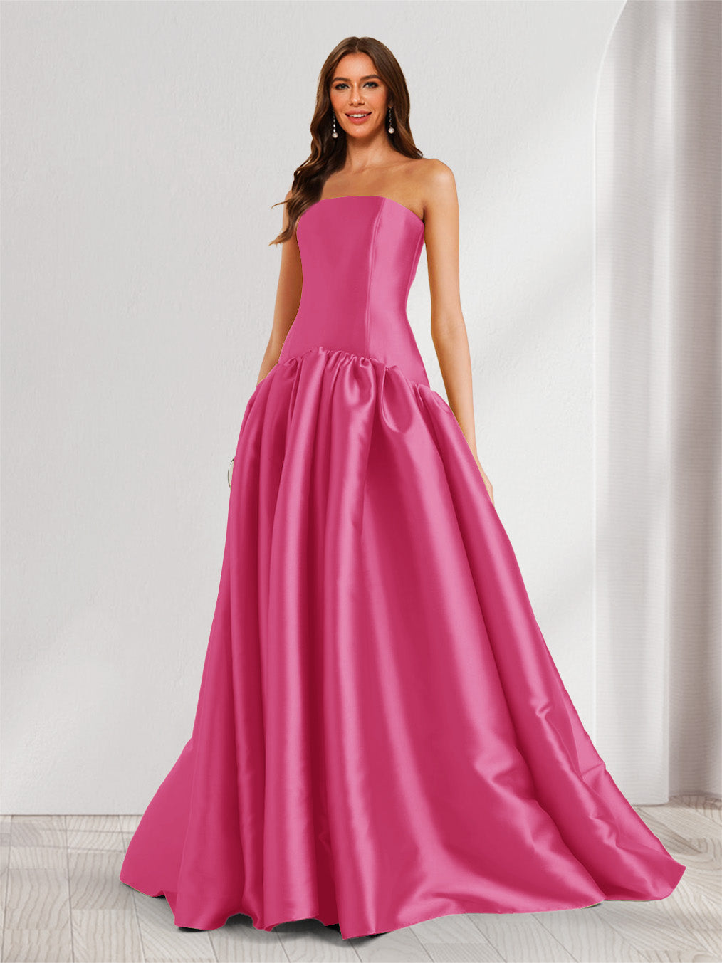 Eulalie hot pink alternate front view 2 prom dress