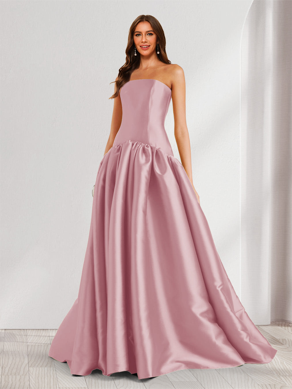 Eulalie mauve front view prom dress