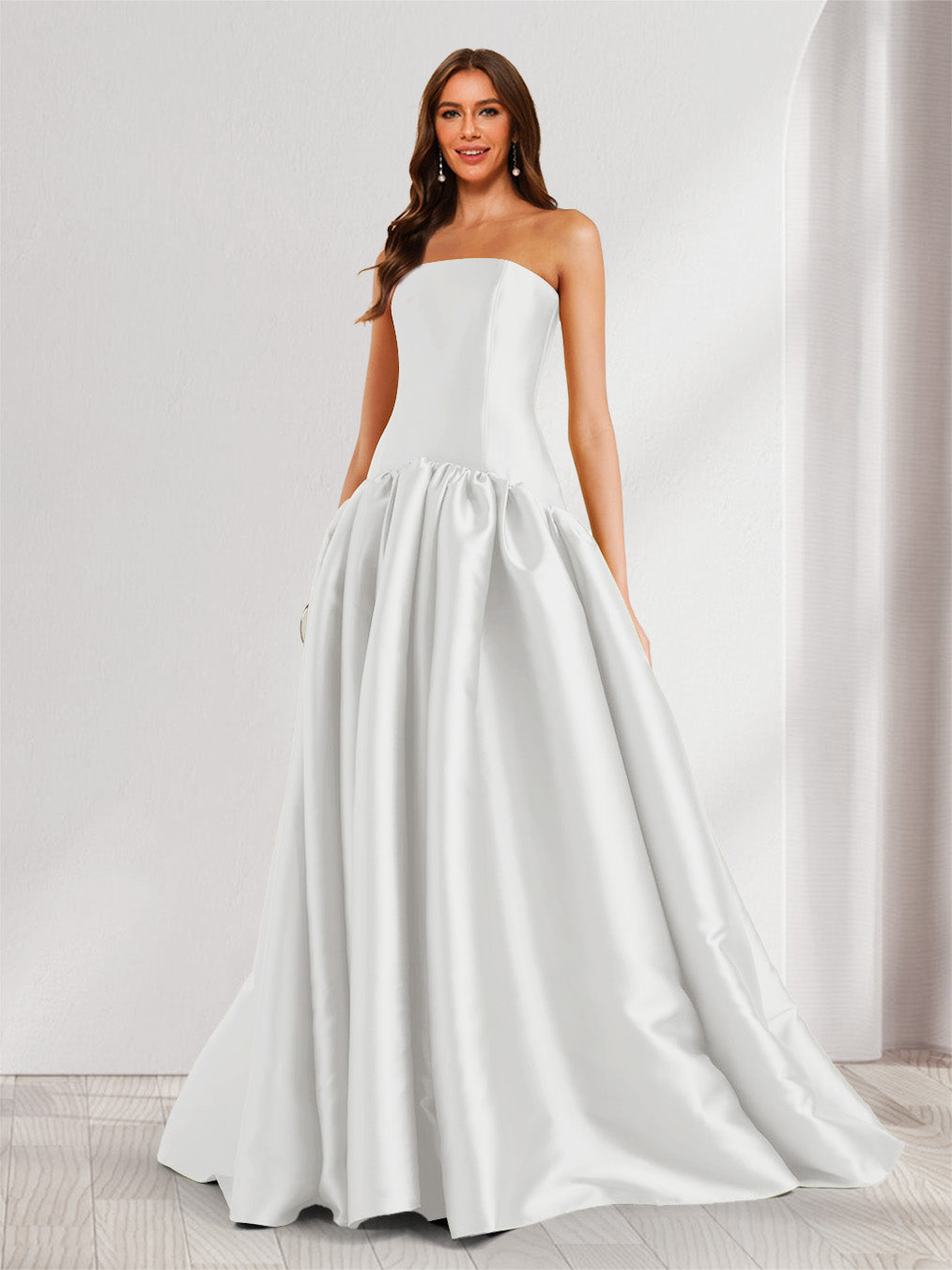 Eulalie ivory front view prom dress